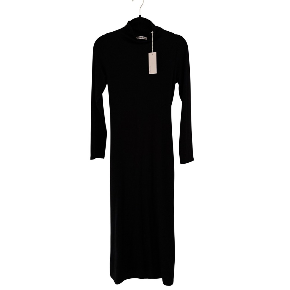 NWT Reformation Black Mock Neck Open Back Midi Dress Large